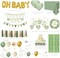 Sage Green Baby Shower Decorations,155 pcs Neutral Baby Shower Decor Supplies(Sage Green/Gold)